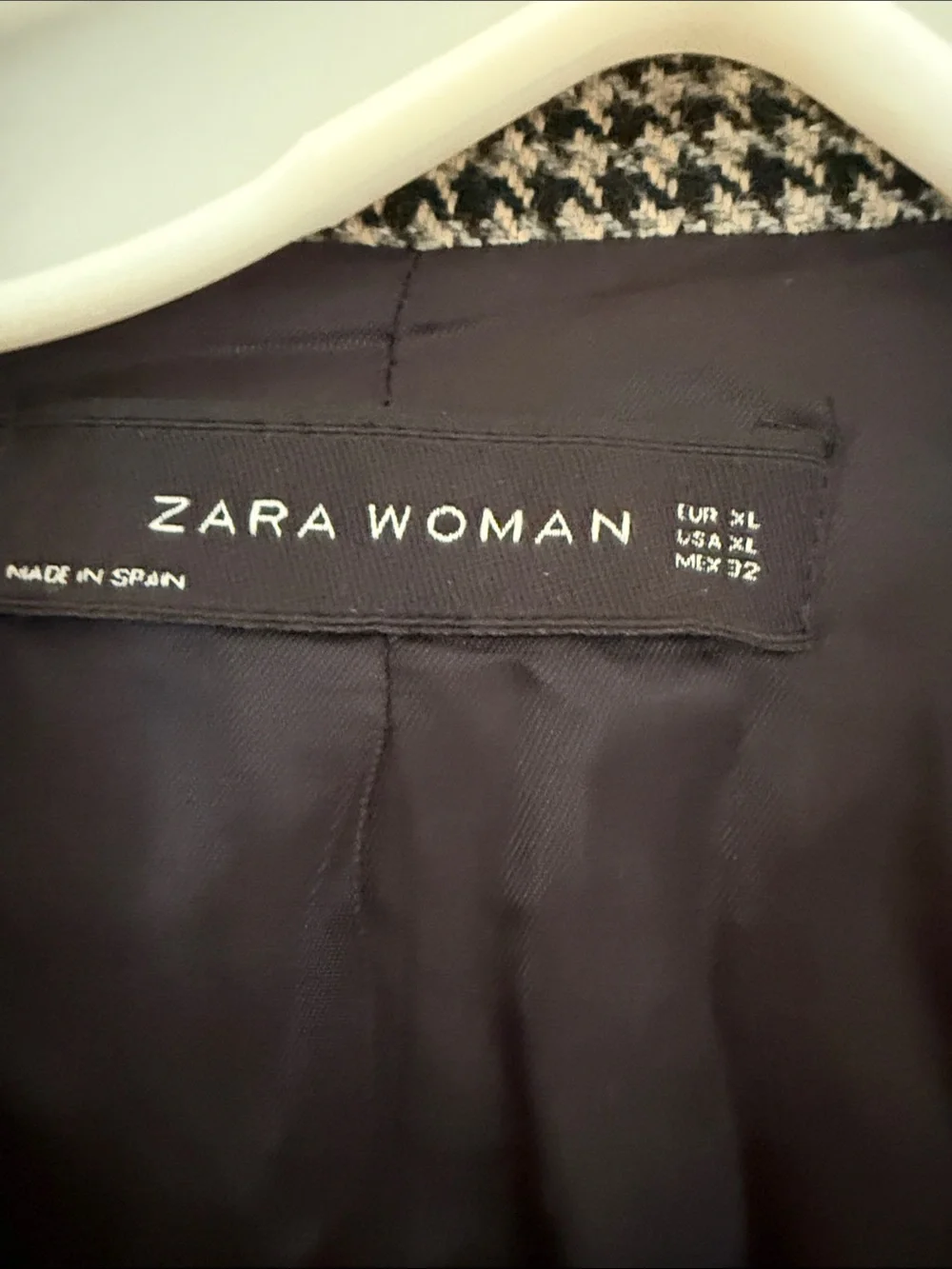 Zara Black & White Houndstooth oversized Coat